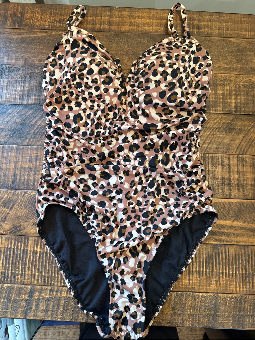 Leopard Print One-Piece Swimsuit - Brown